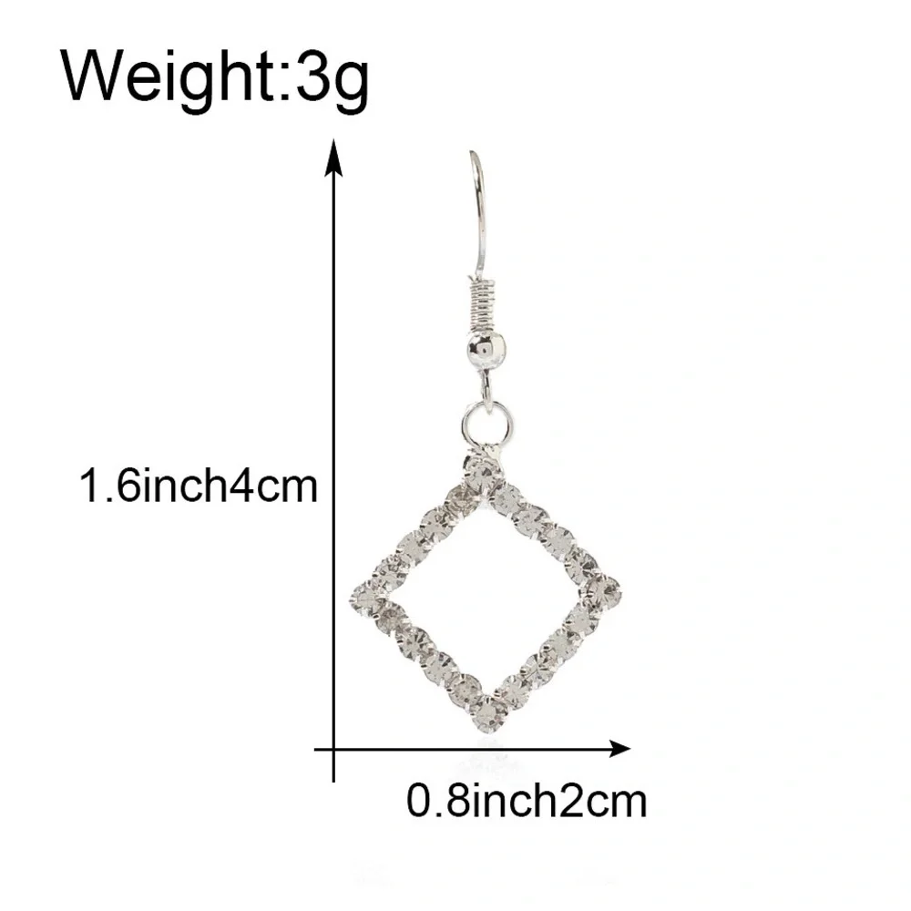Any 3/$25! Silver Crystal Pave Rhombus Drop Earrings - Picture 3 of 5